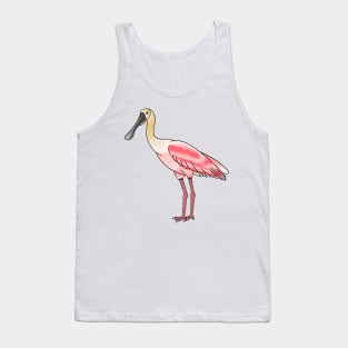 Roseate spoonbill bird cartoon illustration Tank Top